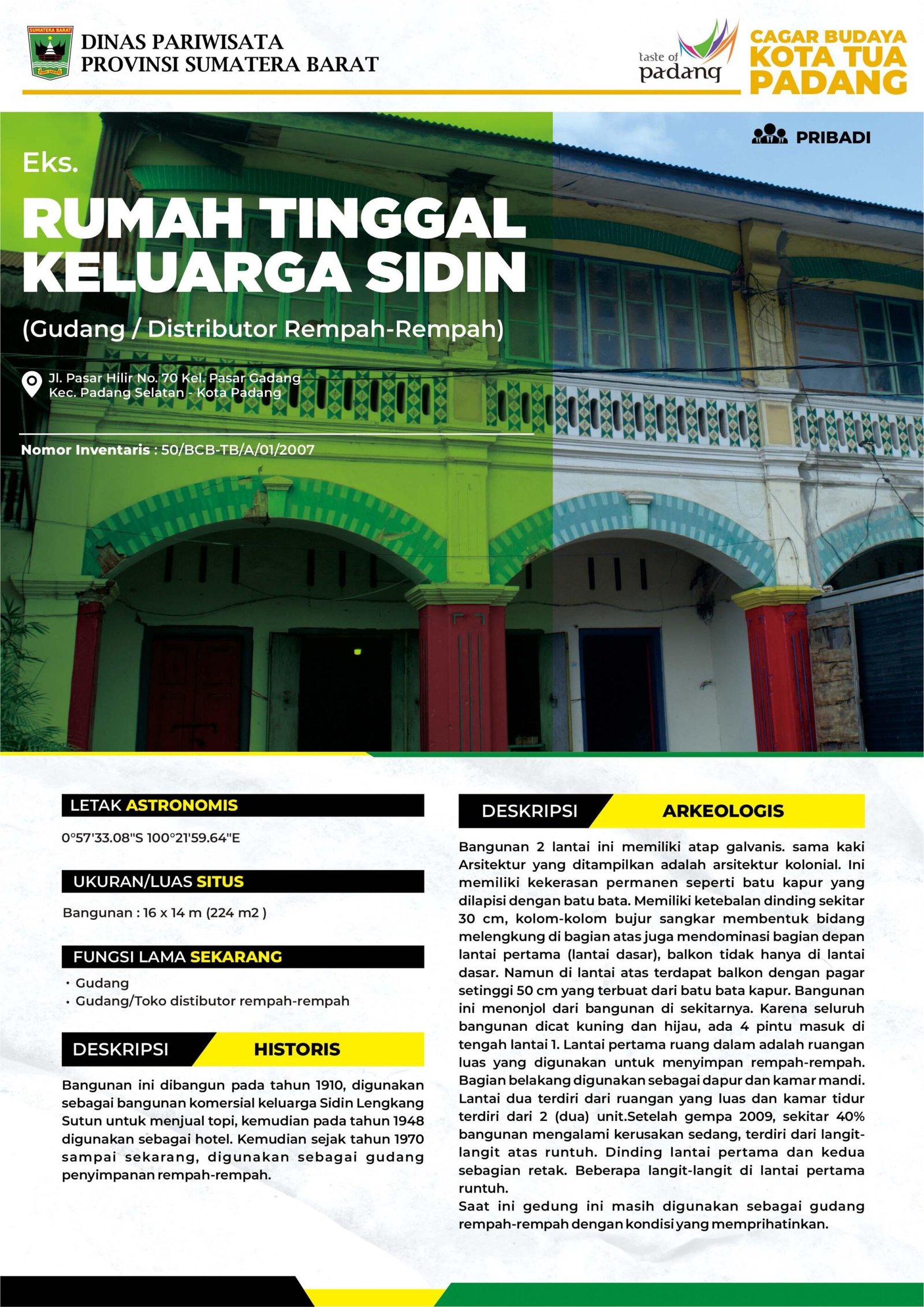 Rumah Tinggal Keluarga Sidin Kota Tua Padang